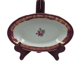 Vintage Fortuna Eisenberg Floral Pink Gold Rim Platter Dinnerware Collectible